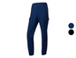Donkerblauwe cargo broek met elastische boord.