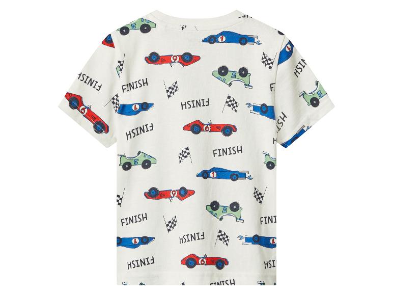 Wit T-shirt met raceauto-opdruk en de tekst 'FINISH'.