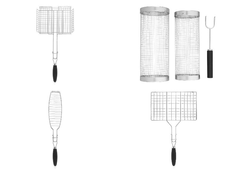 Metalen barbecuegrills en kookmanden om te grillen.