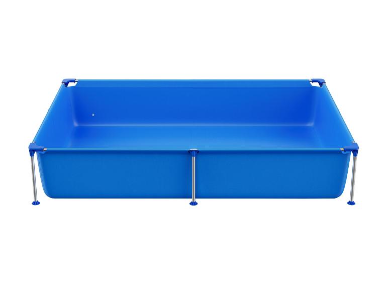 Blauw rechthoekig kinderzwembad.