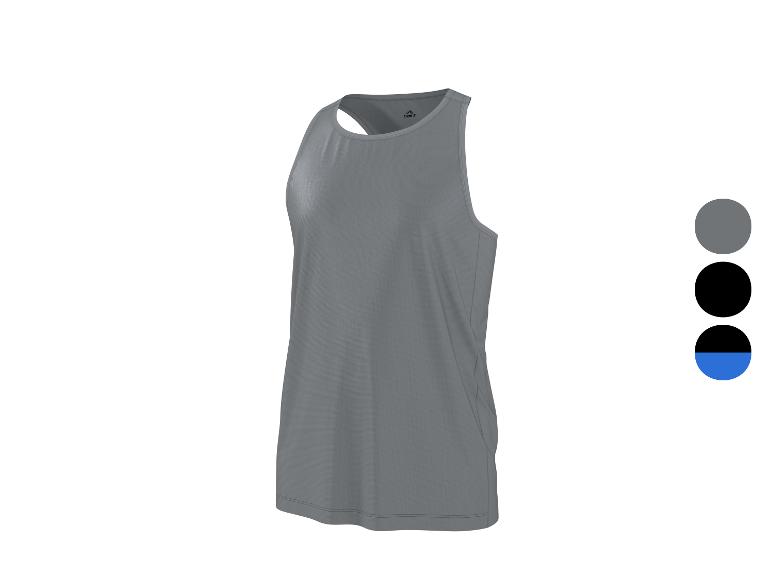 Grijs mouwloos shirt met ronde hals, met kleuropties: grijs, zwart, blauw.