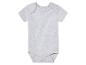 Lichtgrijze babybody met korte mouwen.