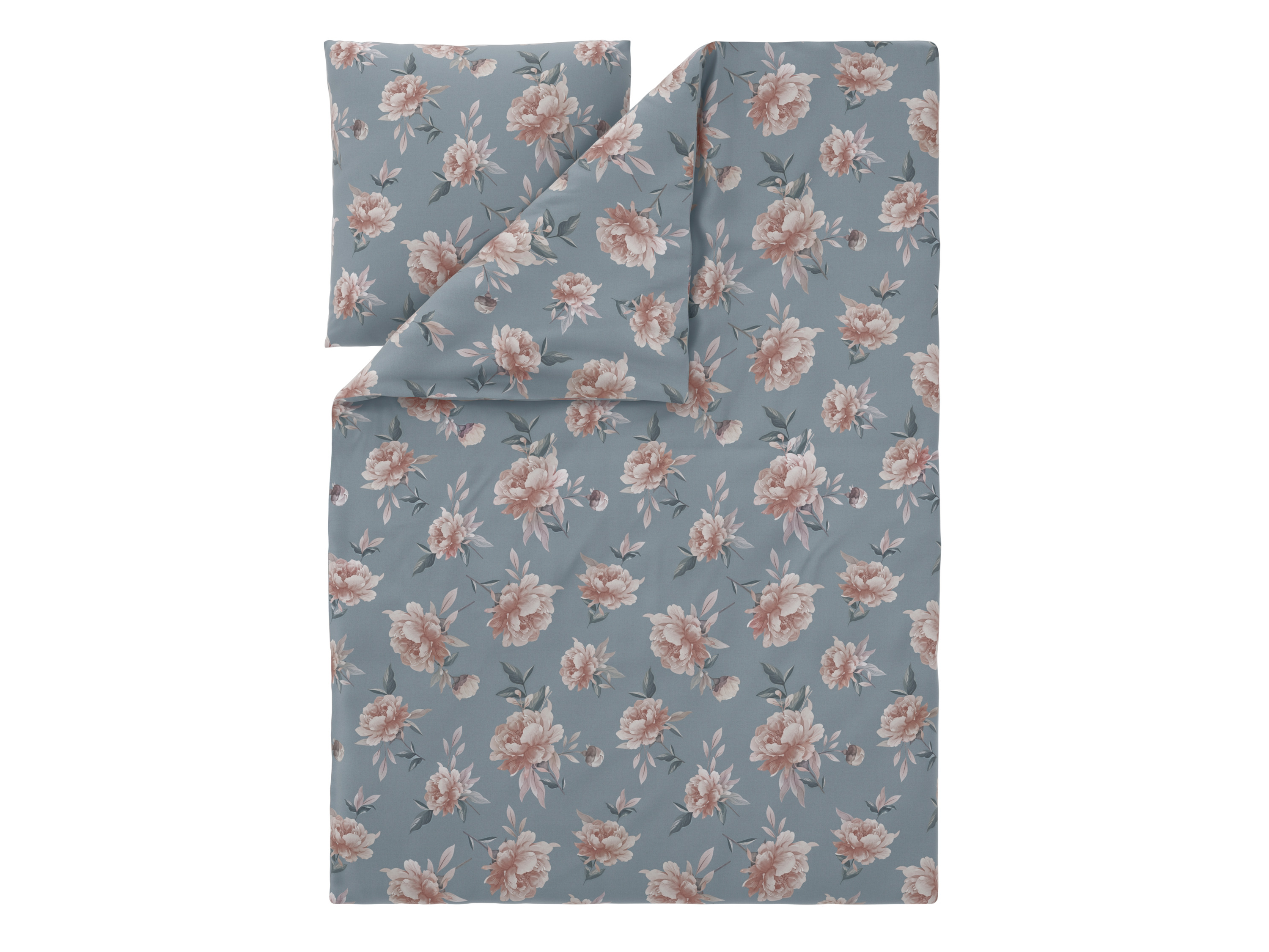 LIVARNO Renforcé-beddengoed, 140 x 200 cm (bloemen/ blauw)