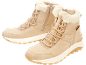 Beige winterlaarzen met veters en imitatiebont voering.