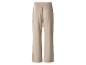 Beige velours broek met wijde pijpen en elastische taille, van achteren gezien.