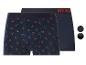 Twee marineblauwe boxershorts, één met kersenpatroon en één effen met een 'MY'-logo.