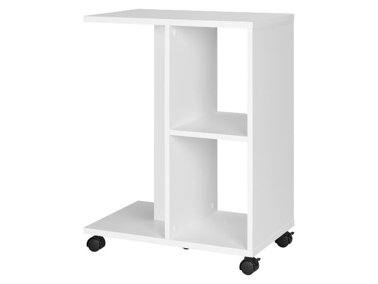 Witte bijzettafel met wielen en planken