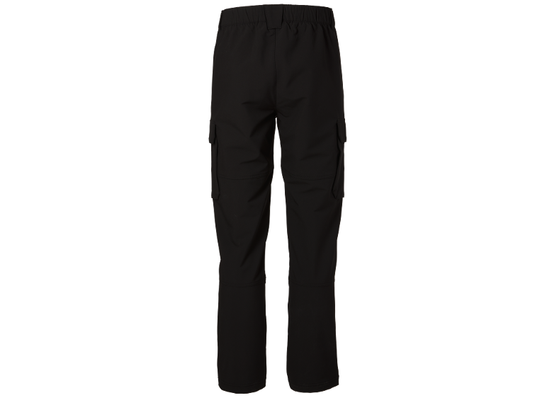 Zwarte heren cargobroek met elastische tailleband en zijzakken.