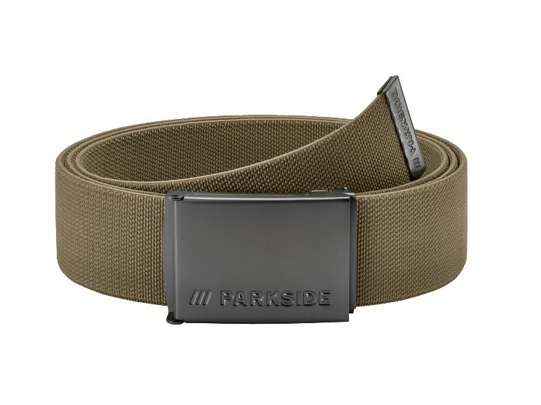 Khaki stoffen riem met donkere metalen gesp