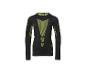 Zwart thermoshirt met lange mouwen, limoengroene accenten en een gerecycled blend label