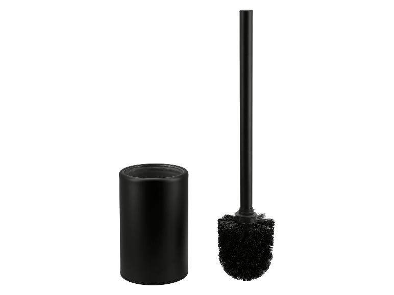 Zwarte toiletborstel met houder