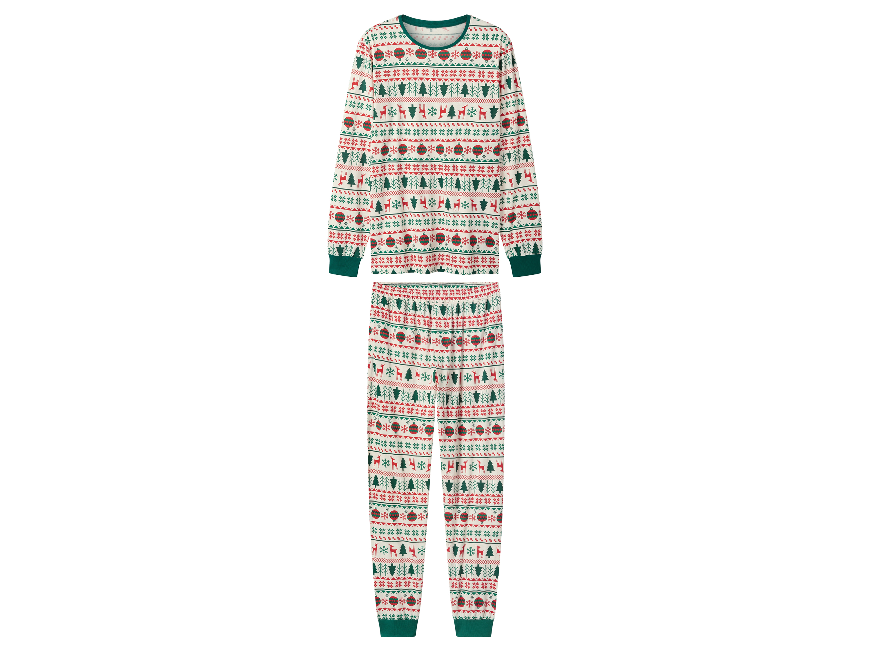 esmara Men Heren kerstpyjama (patroon/wit, L)