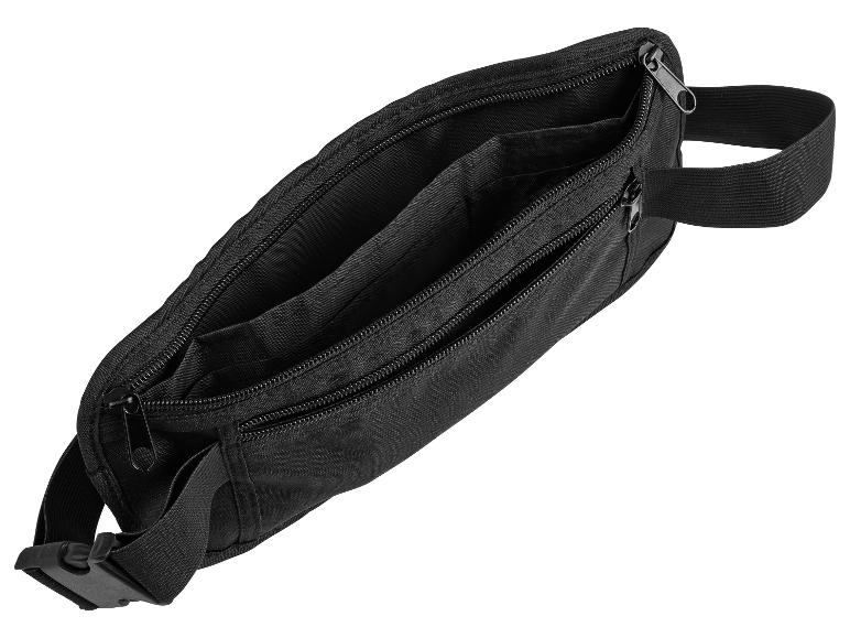 Zwarte heuptas met meerdere ritsvakken.