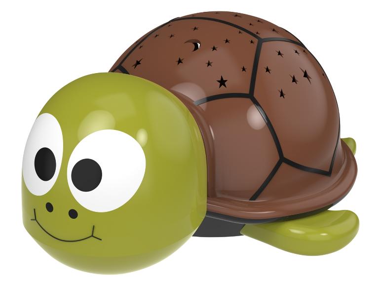 Groene en bruine schildpad nachtlamp met stervormige uitsparingen