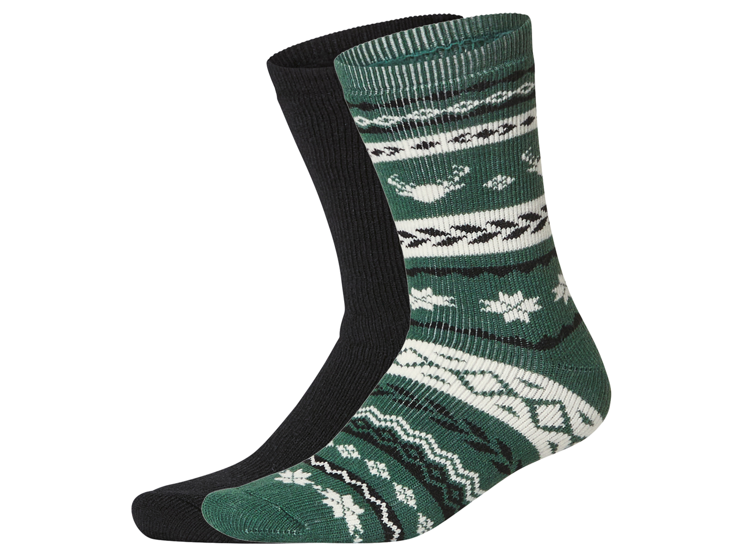 esmara 2 Paar thermosokken (Zwart/groen, 39-42)