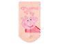 Roze sok met een varkensmotief en de tekst 'Peppa Pig'.