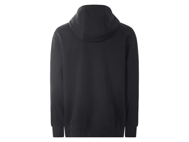 Zwarte hoodie, achteraanzicht.