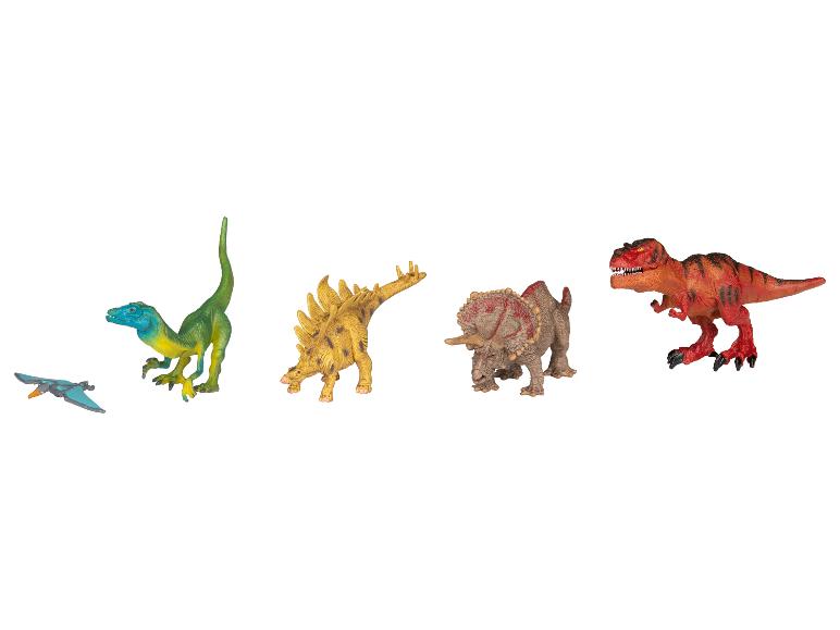 Speelgoed dinosaurusset met T-Rex, Triceratops, Stegosaurus, Velociraptor en Pterodactyl.