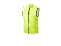 Reflecterend hardloopvest in neongeel met een zwarte rits.