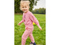Een roze joggingpak voor meisjes met een print van een meisje.