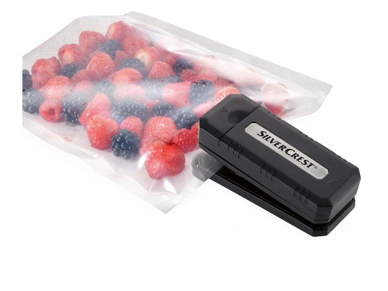 Diepvrieszakken met aardbeien en frambozen, SilverCrest sealer.