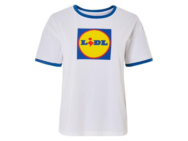 Wit Lidl t-shirt met blauwe boord.