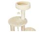 Beige krabpaal voor katten met pluche platforms en sisalpalen.