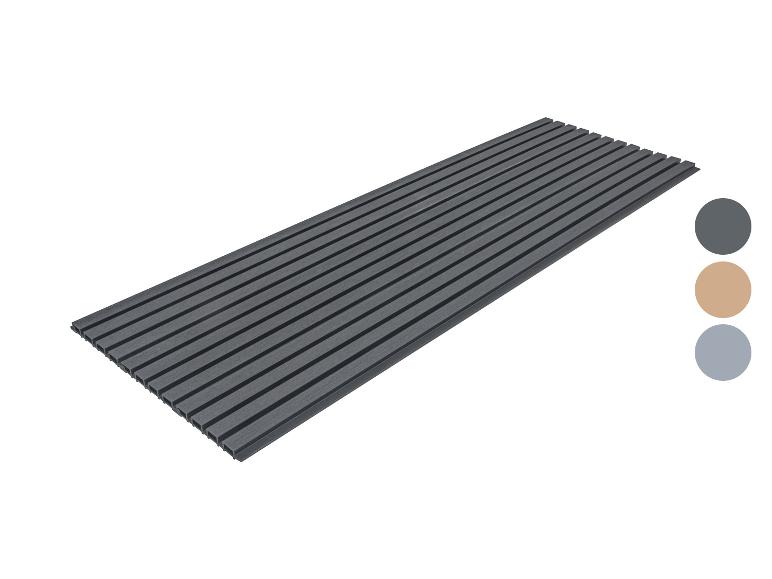 Donkergrijze composietplank met groeven en kleurstalen