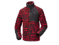 Rood met zwart fleecevest met ritssluiting en opstaande kraag