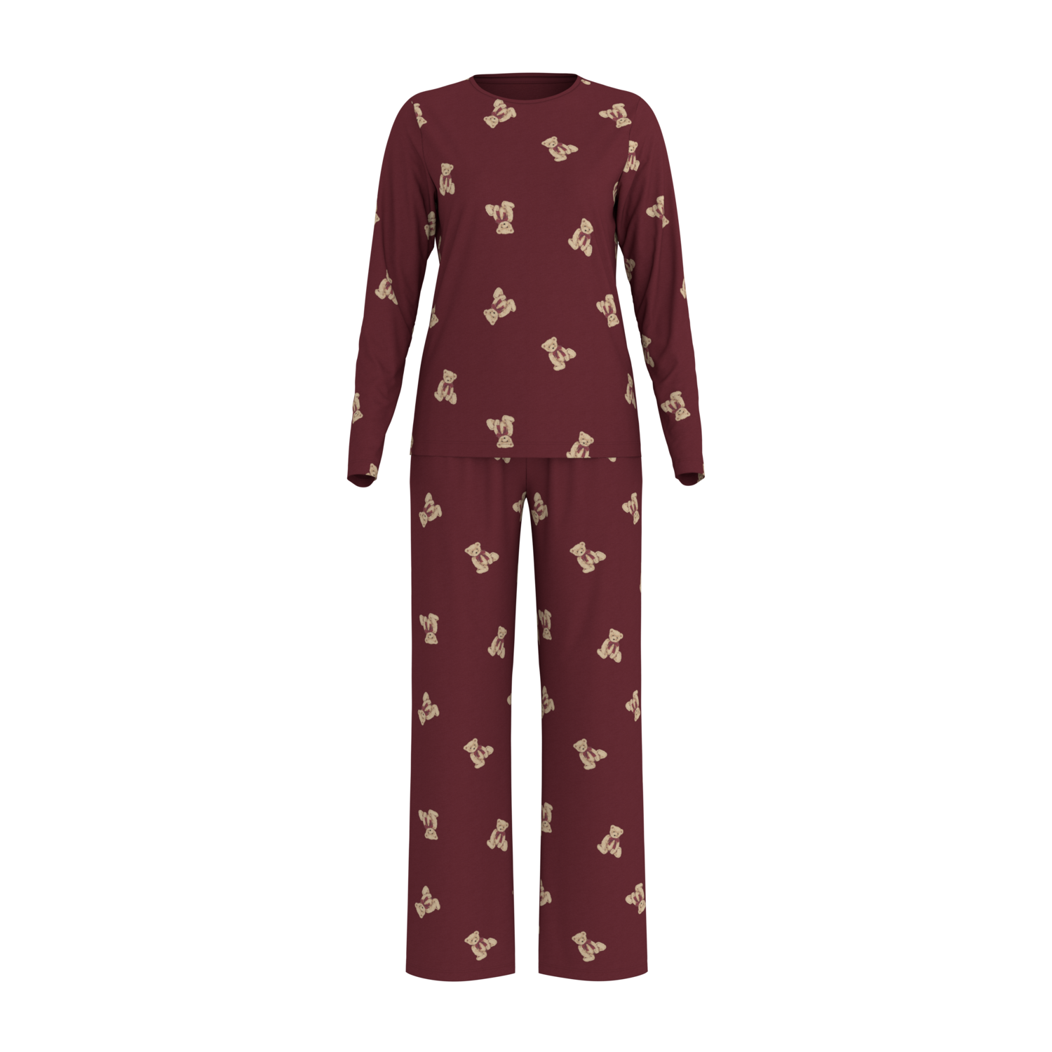 ESMARA Dames pyjama, lang (Rood, XS (32/34))