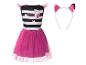 Gabby's Dollhouse verkleedjurk met roze tule rok en kattenoren hoofdband.