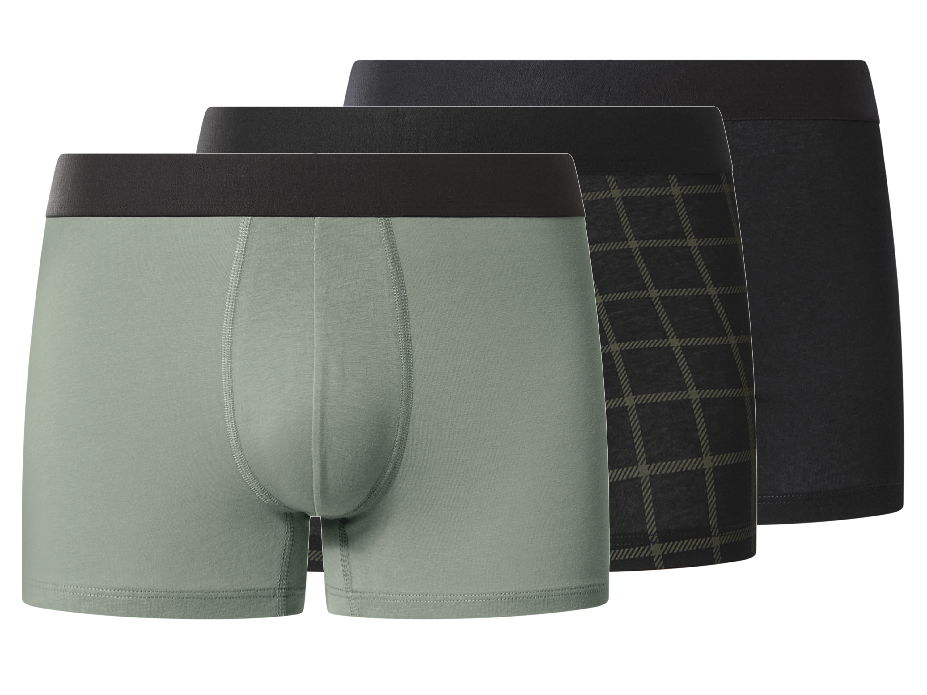 esmara Men Set van 3 heren boxers (Zwart/groen, XL)