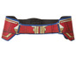 Een rood en blauw Wonder Woman-gordelkostuum voor kinderen.
