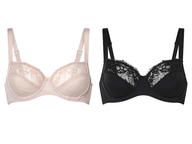 Twee kant bh's: beige en zwart.