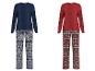 ESMARA® dames fleecepyjama in het blauw en rood.
