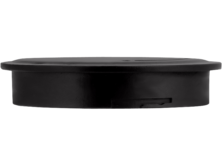Zwarte ronde plastic container met deksel
