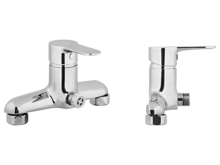 Chromen kranen: mengkraan en afsluitkraan.