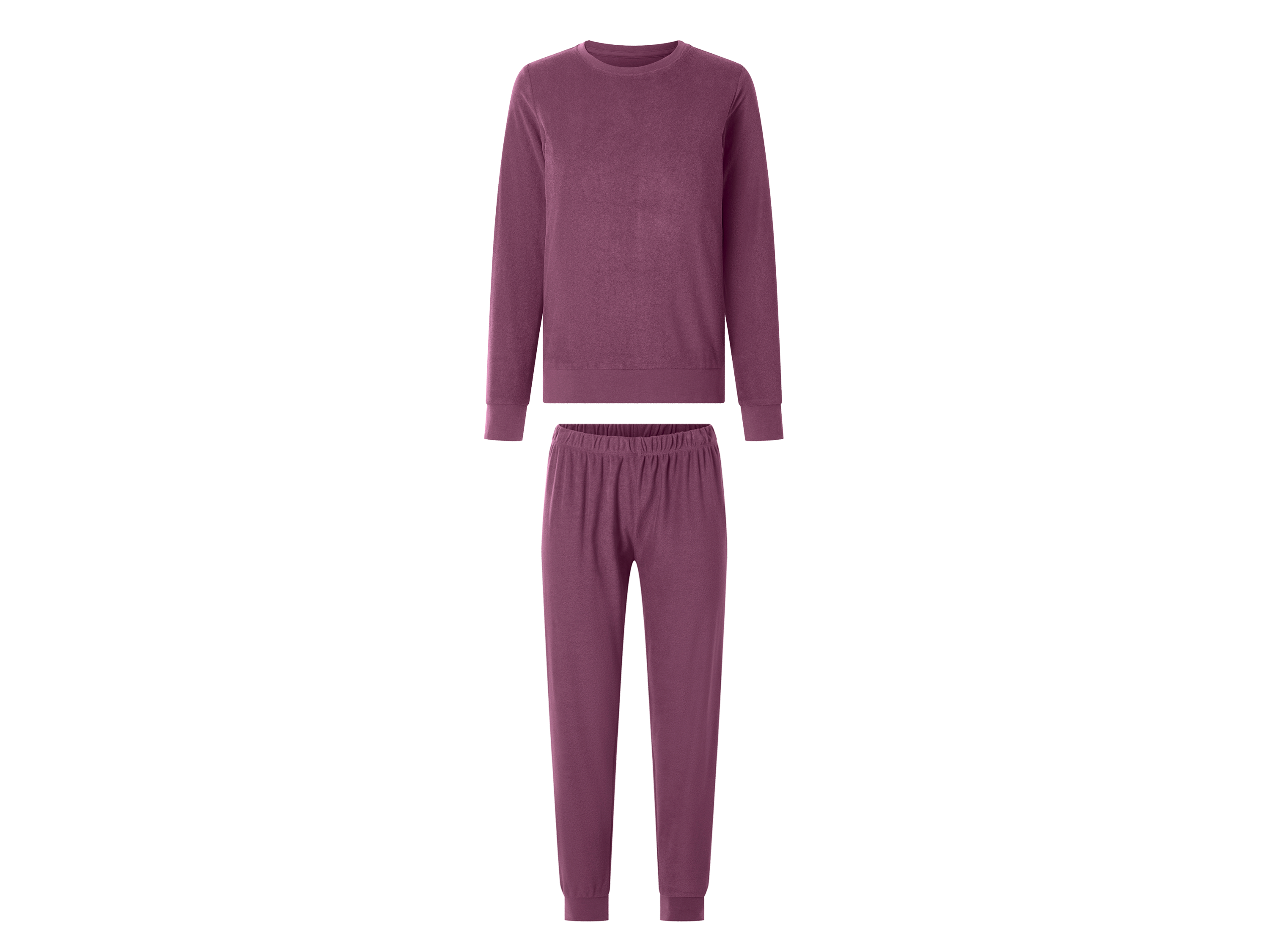 ESMARA Dames badstoffen pyjama, lang (Burgundy, L (44/46))