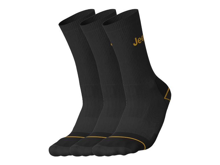 Drie paar zwarte Jeep sokken met gele accenten
