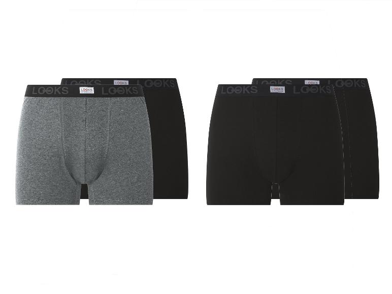 Twee verpakkingen Looks boxershorts in grijs en zwart.