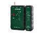 Groene kabeltester master- en remote-eenheden met RJ11, RJ45 en BNC-poorten.