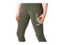Khakikleurige dames 3/4 sportlegging met zijzak met rits.