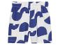 Kinder shorts met blauw-wit geometrisch patroon.