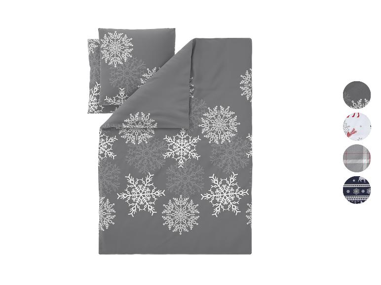 Grijs dekbedovertrekset met witte sneeuwvlokken, met extra designopties.