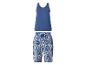 Dames set van blauwe tanktop en bedrukte shorts.