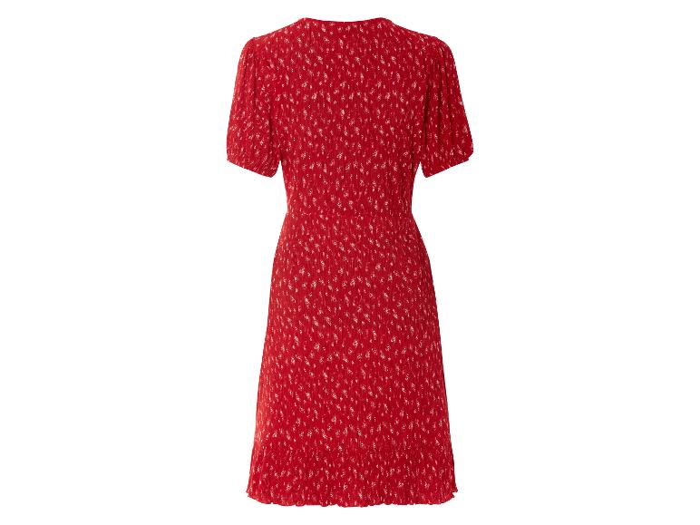 Rode jurk met bloemenprint, bohemian stijl, achterkant.