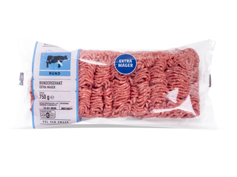 Lidl extra mager rundergehakt, verpakking van 750g