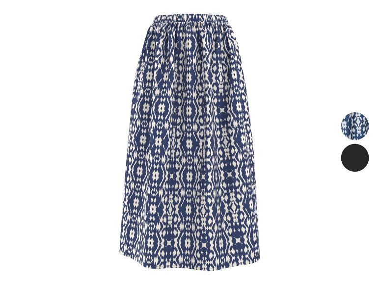 Maxirok met blauw-wit ikatpatroon en elastische tailleband