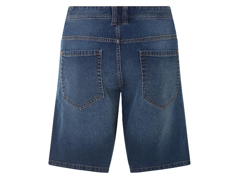 Donkerblauwe jeans shorts, achterkant.