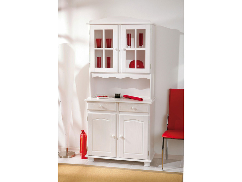 Witte dressoir met glazen vitrinekast